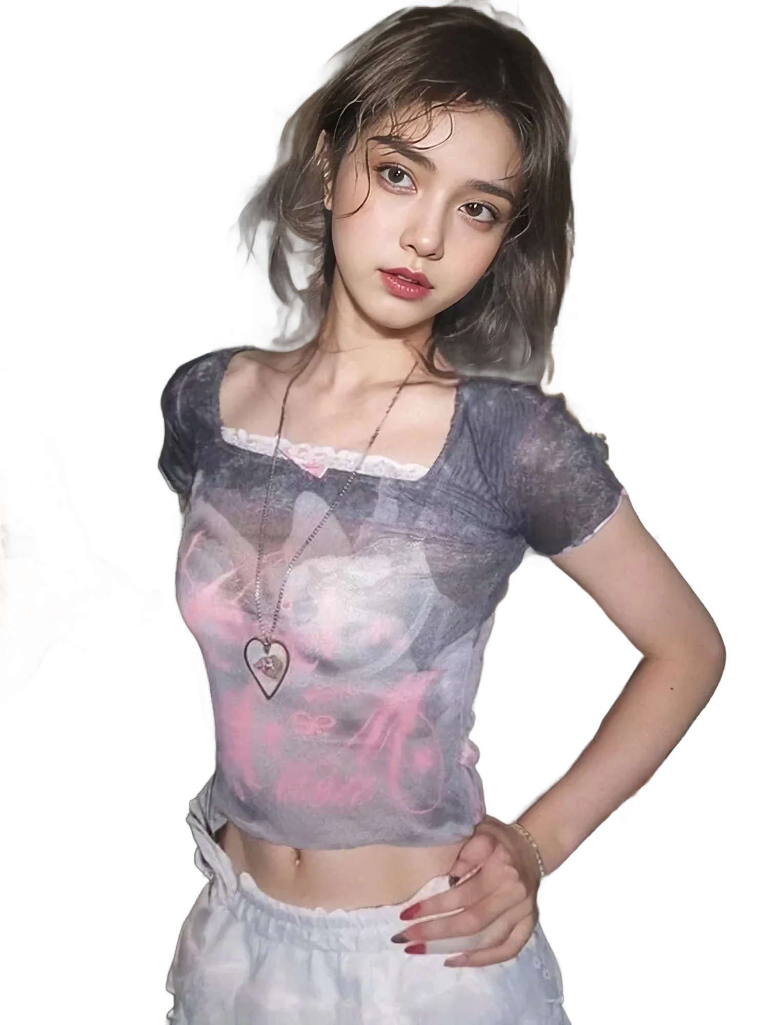 Pastel Dreams Sheer Mesh Crop Top