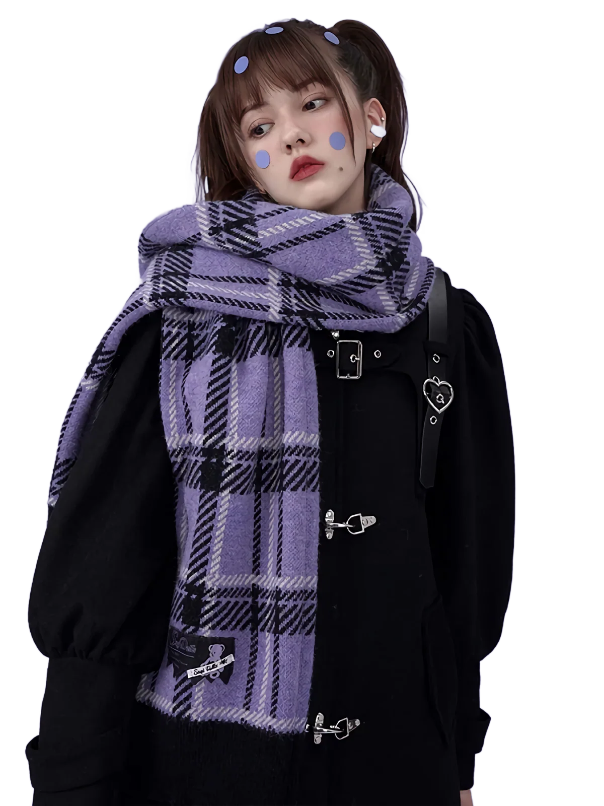Patched Chunky Plaid Scarf